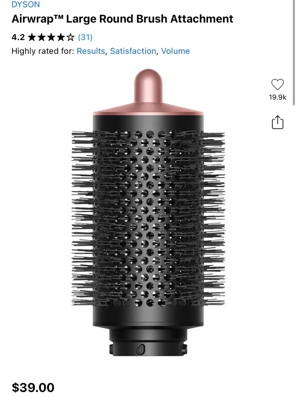Dyson Round Styling Brush Attachment in Rose Gold and Black
